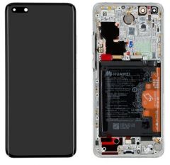 Genuine Huawei P40 Pro LCD White Display / Screen + Touch + Battery Assembly - Part no: 02353PJK