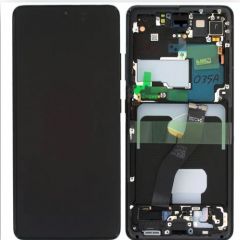 Genuine Samsung Galaxy S21 Ultra 5G (G998) Complete LCD with Frame in Phantom Black (No Battery, No Camera) - Part No: GH82-26035A , GH82-26036A